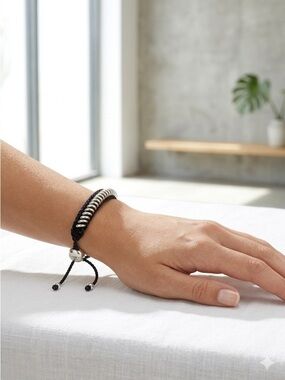 Links of London Sterling Silver & Black Woven Cord Friendship Bracelet